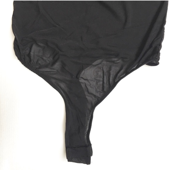 NWOT Black Sheer Mesh Off the Shoulder Bodysuit - Picture 5 of 6